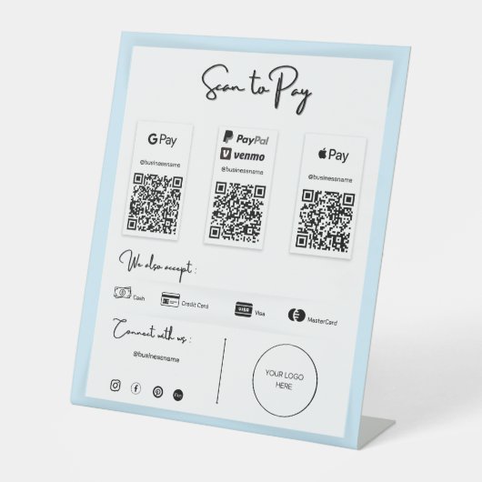 De beste QR-code Betaling via het Pedestal Sign Reclamebord Met Voetstuk (Voorkant)