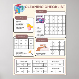 De beste schoonmaak checklist poster