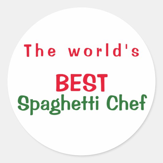 De beste spaghetti-Chef ter wereld - rood wit groe Ronde Sticker (Voorkant)