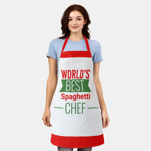 De beste spaghetti-Chef ter wereld - rood wit groe Schort (Gedragen)