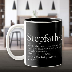 De beste stepfather Stepdad Definition Black ter w Tweekleurige Koffiemok