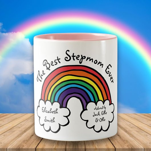 De beste Stepmma, Stepmoeder, Rainbow Fun Tweekleurige Koffiemok