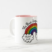 De beste Stepmma, Stepmoeder, Rainbow Fun Tweekleurige Koffiemok (Voorkant links)