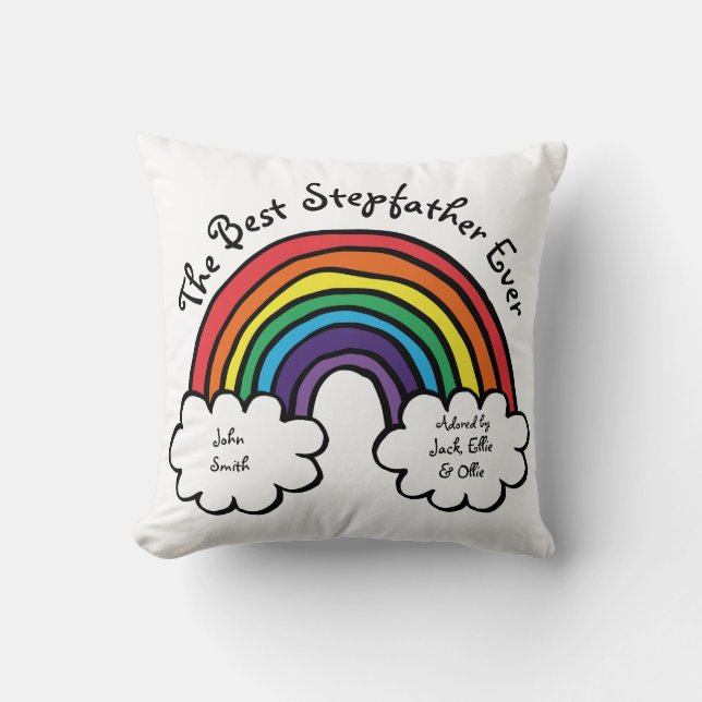 De Beste Stiefvader Ooit Kleurrijke Regenboog Kussen (Voorkant)