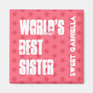 De beste SUSTER-aangepaste naam roze sterren ter w Magneet