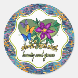 De beste tante Beauty en Grace ter wereld Ronde Sticker