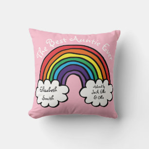 De beste tante ooit kleurrijke regenboogroze kussen