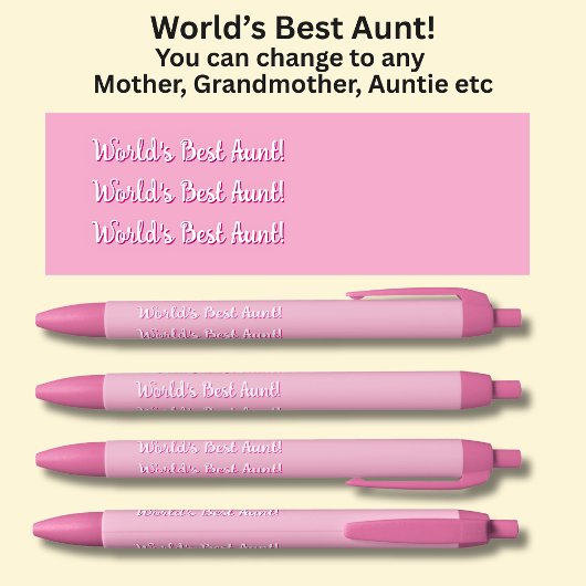 De beste tante van de wereld! - Kan tekst wijzigen Zwarte Inkt Pen