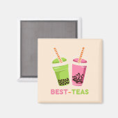 De beste teas kawaii boba bubbelt parelthee roze v magneet (Voorkant / Achterkant)