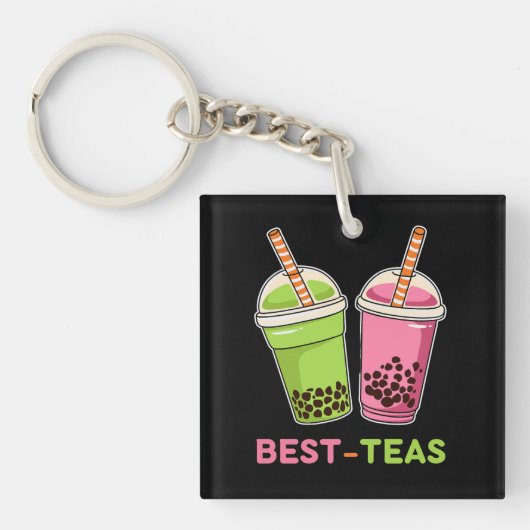De beste teas kawaii boba bubbelt parelthee vriend sleutelhanger (voorkant)