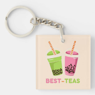 De beste teas kawaii boba bubble pearl tea roze gr sleutelhanger