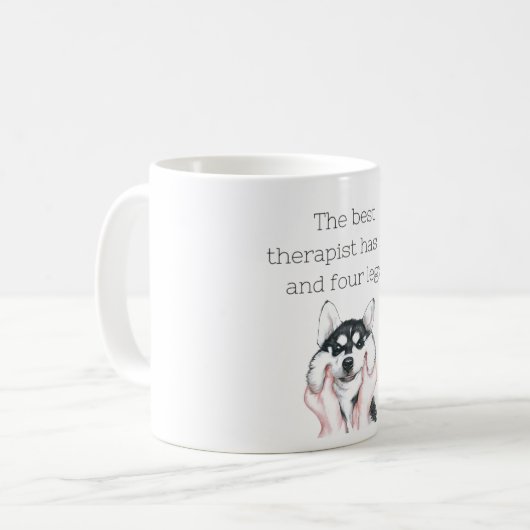De beste therapeut heeft een mok van vier benen en (Voorkant links)