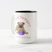 De beste Therapist heeft vier benen en vier benen Tweekleurige Koffiemok (Voorkant links)