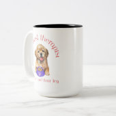 De beste Therapist heeft vier benen en vier benen Tweekleurige Koffiemok (Voorkant links)