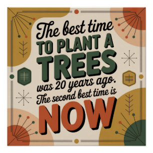 De Beste Tijd Om Een Boom Te Planten Was 20 Jaar G Perfect Poster