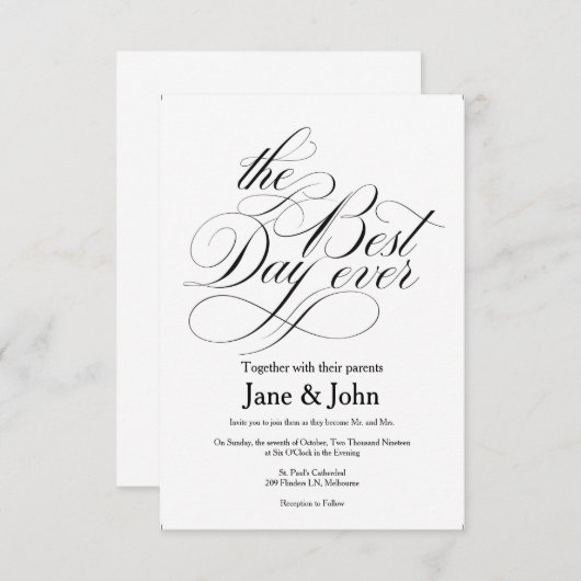 De beste trouwdag ooit uitnodiging (Voorkant / Achterkant)