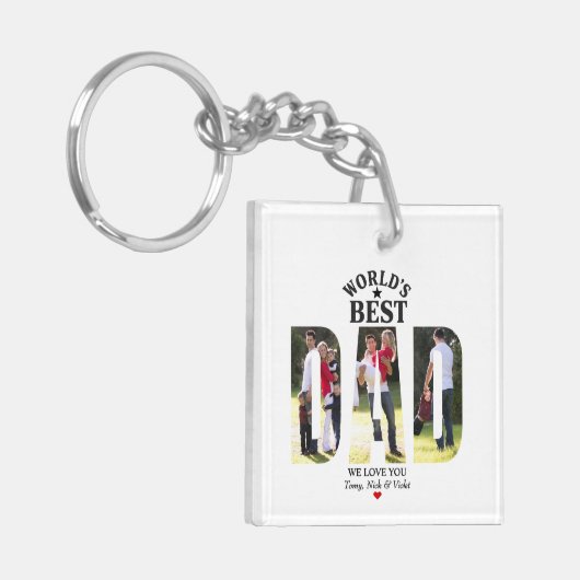 De beste vader-gecertificeerde Vaderdag-foto ter w Sleutelhanger (Voorkant Links)