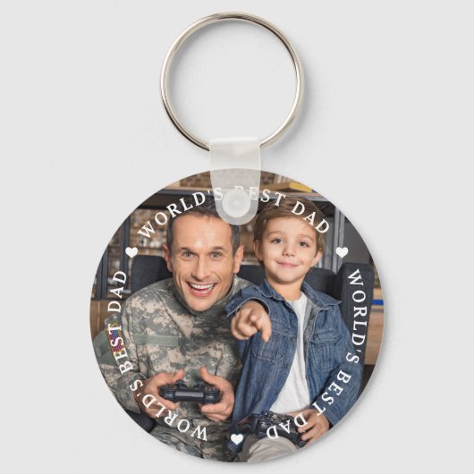 De beste vader moderne vaders foto van de wereld sleutelhanger (Achterkant)