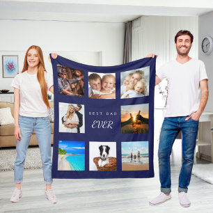 De beste vader ooit fotocollage navy blue vader fleece deken
