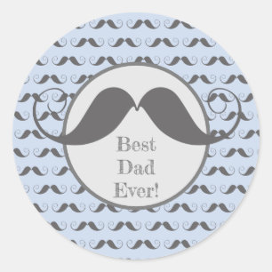 De beste vader ooit. Fun Mustache Pattern Vaderdag Ronde Sticker