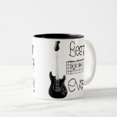 De beste vader ooit. guitar chord symbool koffie m tweekleurige koffiemok (Voorkant rechts)