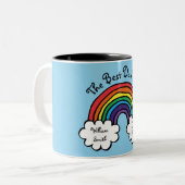 De beste vader, papa, vader ooit regenboogblauw tweekleurige koffiemok (Voorkant links)