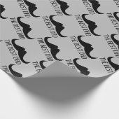 De beste vader snor vaders dag zwart en grijs cadeaupapier (Hoek)