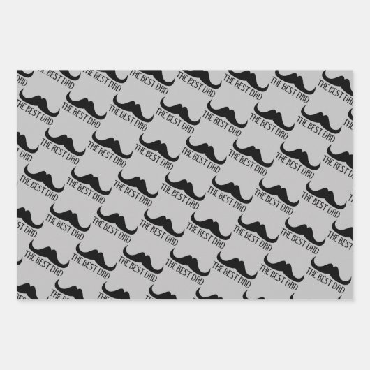 De beste vader snor vaders dag zwart en grijs inpakpapier vel (Voorkant)