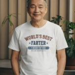 De beste vader ter wereld grappig gepersonaliseerd t-shirt<br><div class="desc">Shirt Dit ontwerp is de perfecte mix van vader humor en oprechte sentiment, met gedurfde varsity-stijl typografie met een brutale twist - "World's Best Farter" humoristisch gecorrigeerd tot "Ik bedoel vader." Geschilderd in rode, blauwe en gedempte groene tinten, is de lay-out opvallend en speels met behoud van een klassieke vader-shirt...</div>