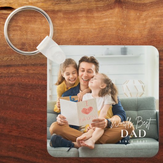 De beste vader ter wereld sinds 20XX moderne foto Sleutelhanger (Voorkant)