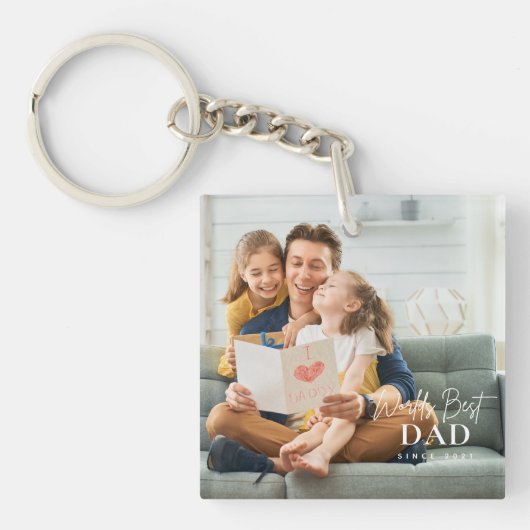 De beste vader ter wereld sinds 20XX moderne foto Sleutelhanger (voorkant)