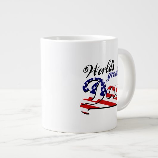 De beste vader van de wereld met Amerikaanse vlag Grote Koffiekop (Voorkant rechts)