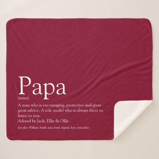 De beste vader van papa Definitie Burgundy Sherpa Deken (Voorkant (horizontaal))