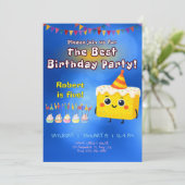De Beste Verjaardagsfeest Taart Uitnodiging (Staand voorkant)