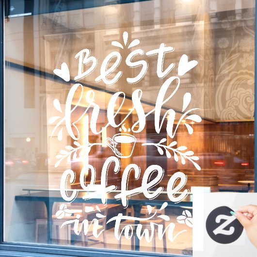 De beste verse koffie in de stad, de supermarkt raamsticker (Cafe Raam)