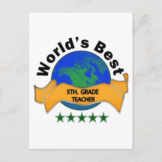 De beste vijfde ter wereld. Grade Teacher Briefkaart (Voorkant)