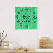 De beste vitamines zijn verse groente fruit poster (Keuken)