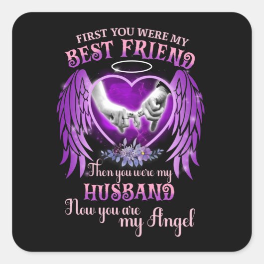 De beste vriend toen jij mijn man-herdenkingsgift  vierkante sticker (Voorkant)
