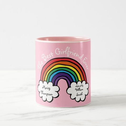 De Beste Vriendin Ooit Roze Regenboog Tweekleurige Koffiemok (Center)