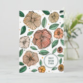 De beste  waterverf van moeder en inktbloemen feestdagenkaart (Staand voorkant)