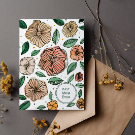 De beste waterverf van moeder en inktbloemen feestdagenkaart