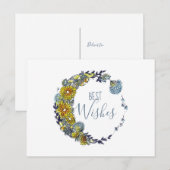 De beste wensen Floral-Waterverf Briefkaart (Voorkant / Achterkant)