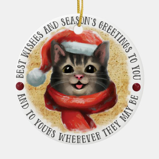 De beste wensen kat | dubbelzijdig keramisch ornament (Voorkant)