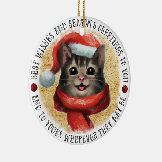 De beste wensen kat | dubbelzijdig keramisch ornament (Rechts)