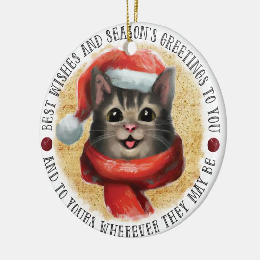 De beste wensen kat | dubbelzijdig keramisch ornament (Links)