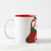De beste wensen met kerst speciale aandacht rood e tweekleurige koffiemok (Links)