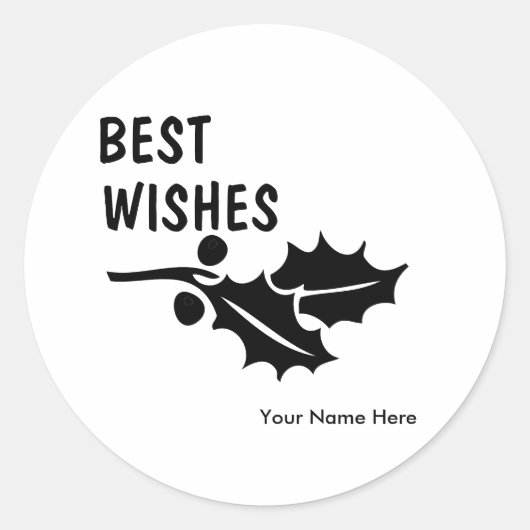 De beste wensen met twee bladeren ronde sticker (Voorkant)