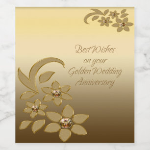 De beste wensen op je gouden Jubileum Wijn Etiket