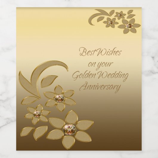 De beste wensen op je gouden Jubileum Wijn Etiket (Enkel label)