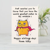 De Beste Zus Ter Wereld | Broer/Zus Dag Felicitati Kaart (Staand voorkant)